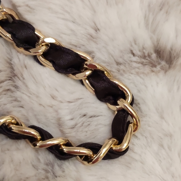 Small Black Purse  Satin with gold chain NaRaYa - Picture 4 of 7